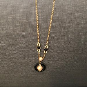 Talbots Necklace gold pearl withblack and white details